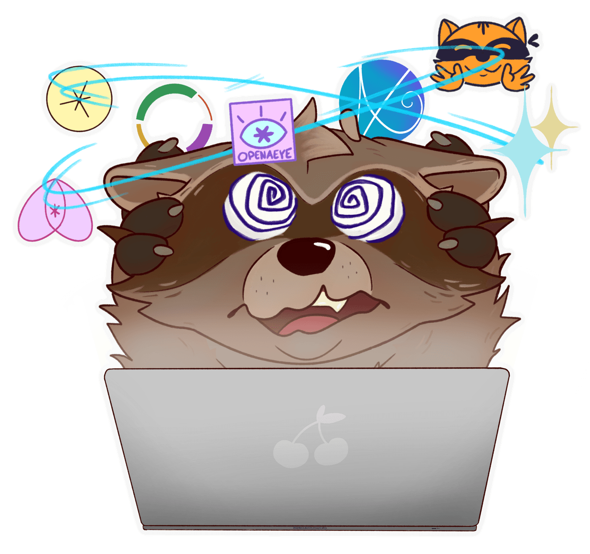 Dizzy laptop raccoon