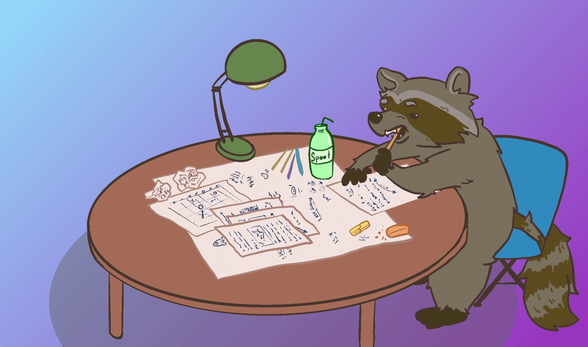 Raccoons strategising on rough terrain